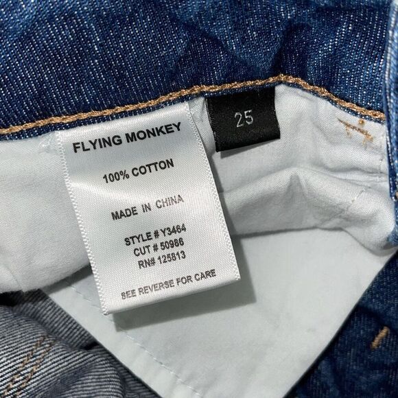 Flying‎ Monkey Womens Distressed Whisker Cotton Boyfriend Jeans Blue Size 25 NWT - Picture 7 of 10
